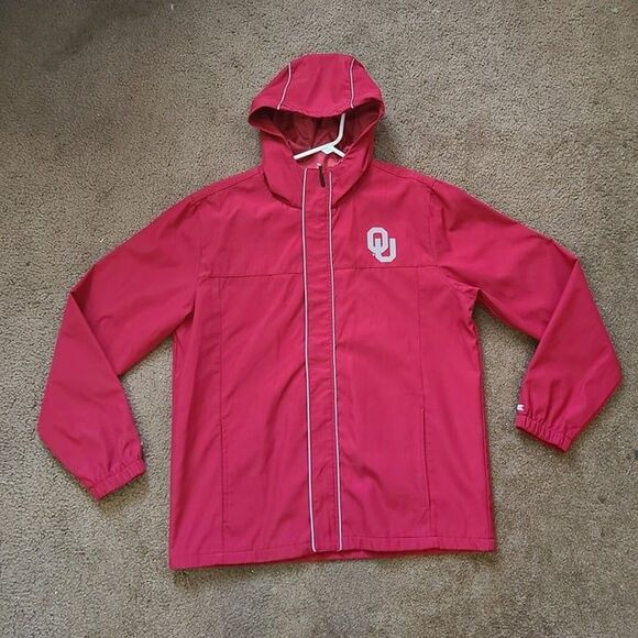 University of Oklahoma Sooners OU Maroon Jacket Colosseum brand with hoodie